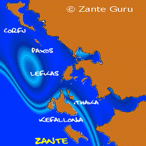 Map of the Ionian Islands